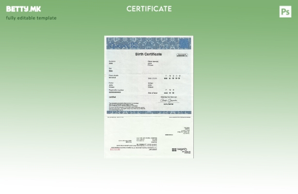 Модерен стил Шаблон за извод од матична книга на родените во Канада Квебек во ша